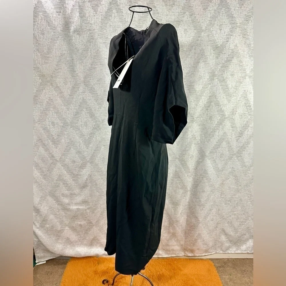 NWT zara narciso rodriguez black v neck midi dress size L